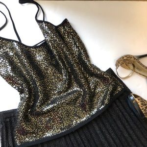 Jones New York Gold Sequins Merino Wool Tank Top